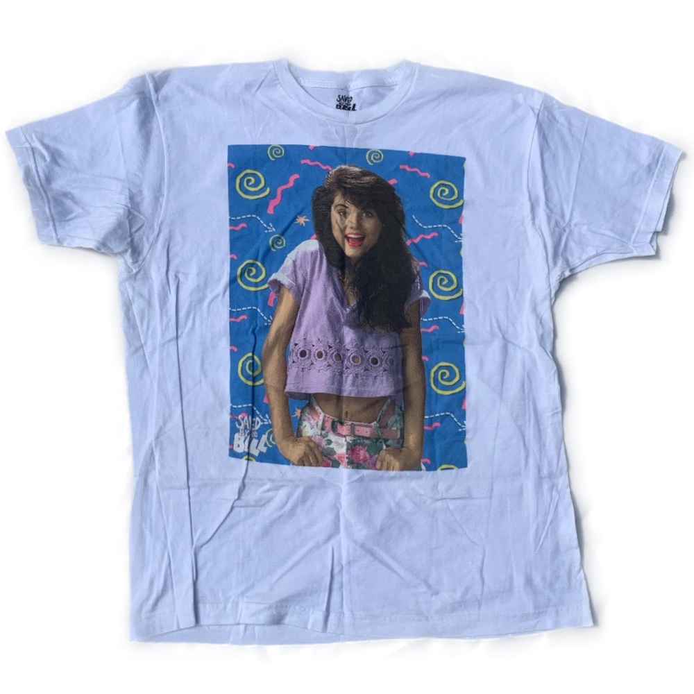 Saved By The Bell Kelly white and blue crewneck t shirt